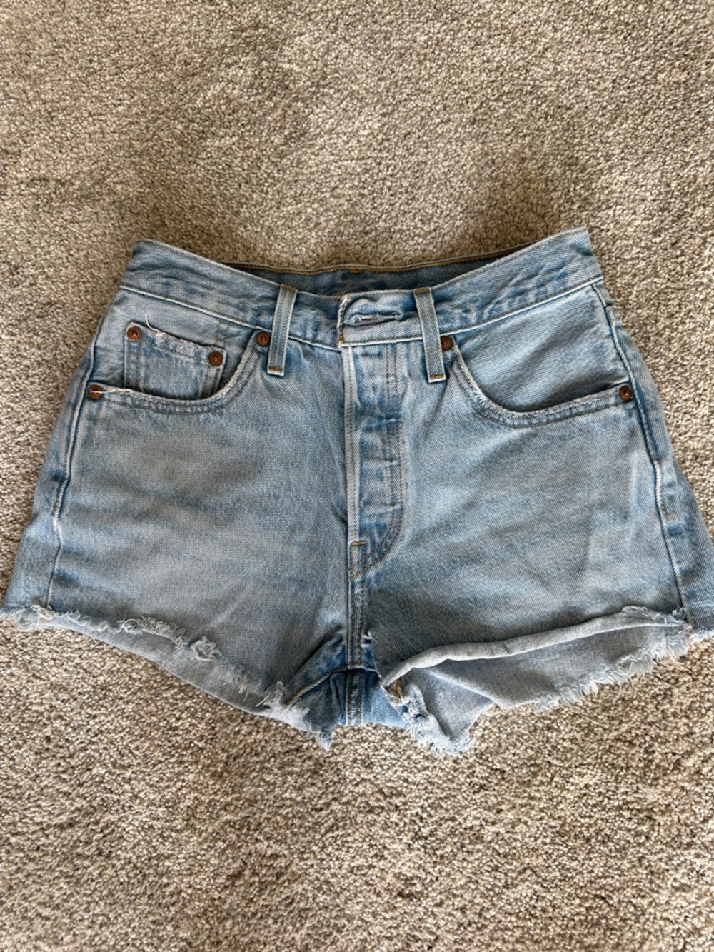 Levi’s 501 Light Blue Denim High-Rise Cutoff Shorts
